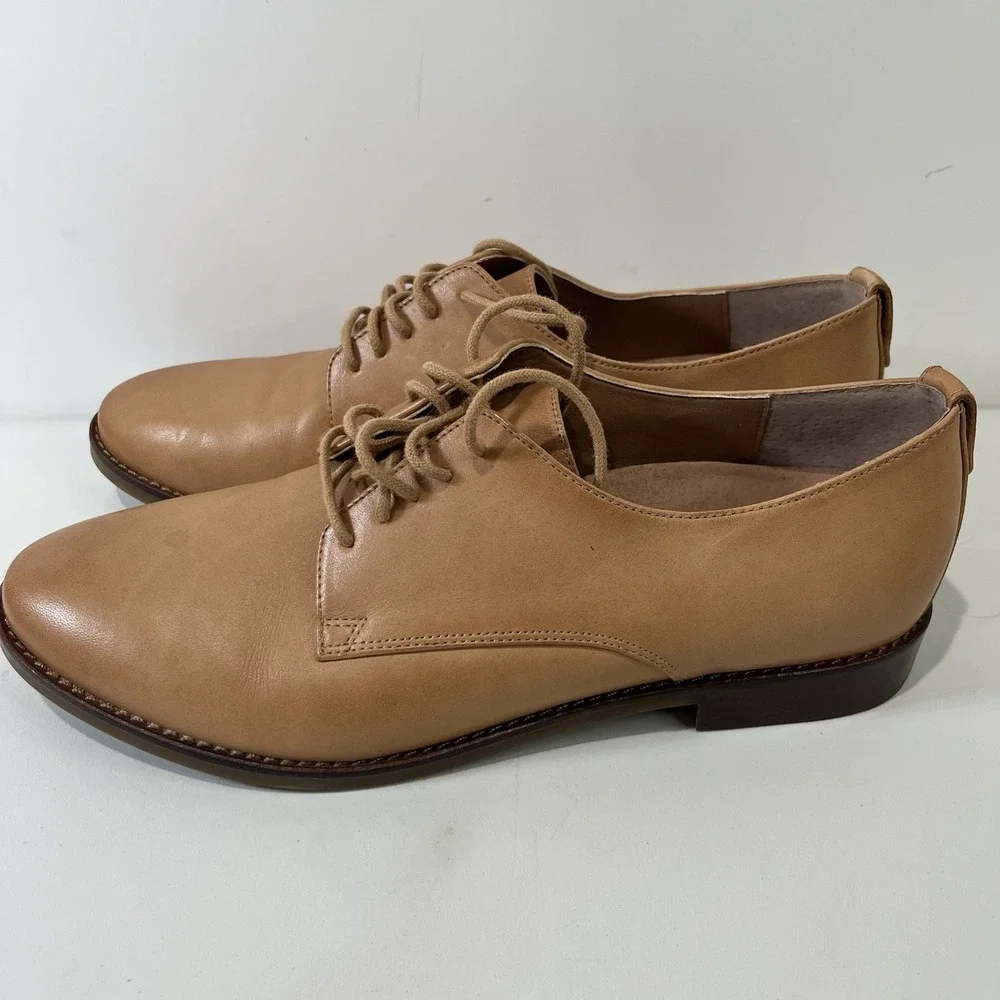 Vionic Women's Weslyn Lace Up Leather Oxford Shoes 8.5 Tan Brown Buttery Soft